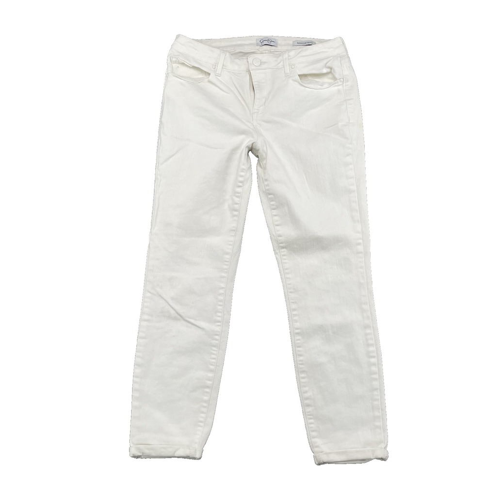 Jessica Simpson Jeans Women's 29 White Skinny Cropped Boyfriend Y2k Academia 90s